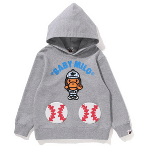 BABY MILO BASEBALL PULLOVER HOODIE GRAY