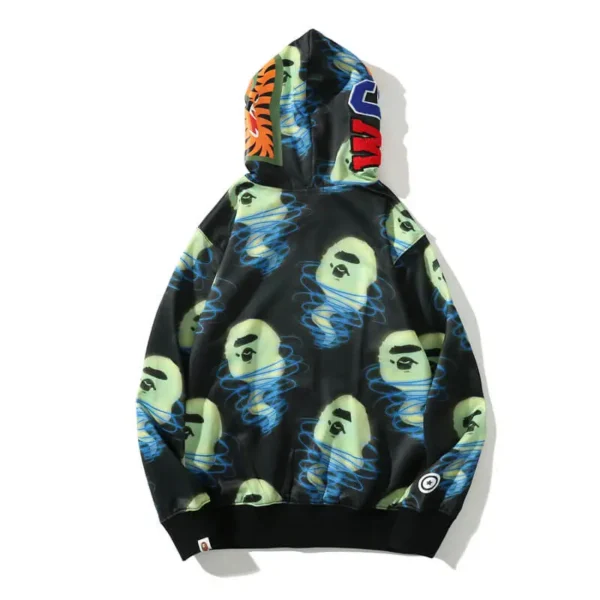 Head Printed A Bathing Ape Bape Shark New Hoodies