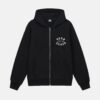 STÜSSY & BORN X RAISED LOGO ZIP HOODIE BLACK