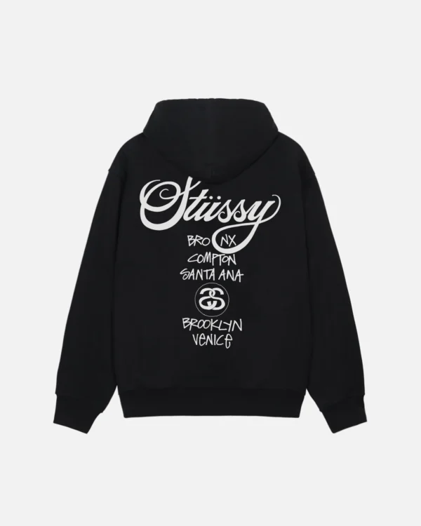 WORLD TOUR ZIP HOODIE- BLACK