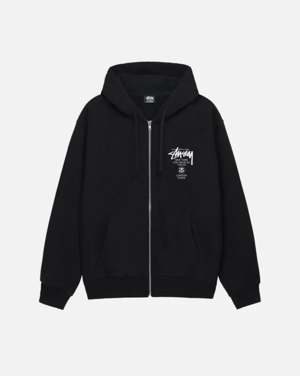 WORLD TOUR ZIP HOODIE- BLACK